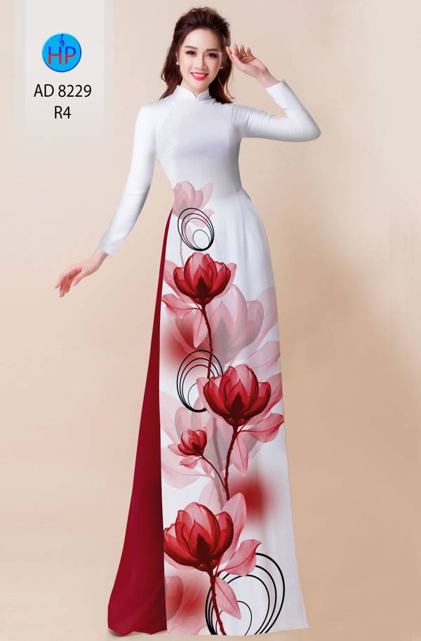 Vải Áo Dài Hoa In 3D AD 8229 8